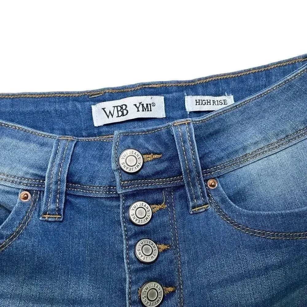 YMI High Rise Button Fly Jean Shorts Size 26